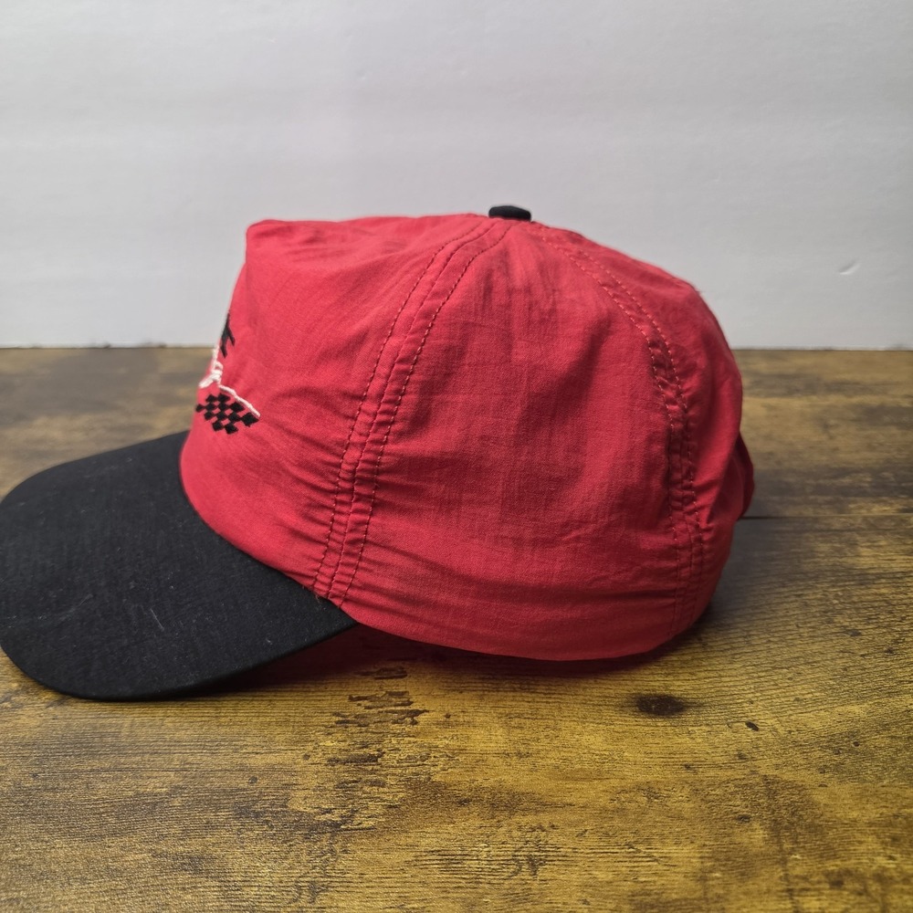 Vintage Pontiac Racing Snapback Hat Red Black Nylon Racing Cap NASCAR 90s - Picture 4 of 7